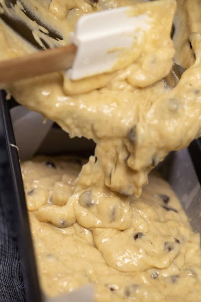 Transfer the batter to loaf pan.