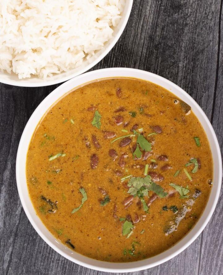 Enjoy rajma madra with steamed white rice.