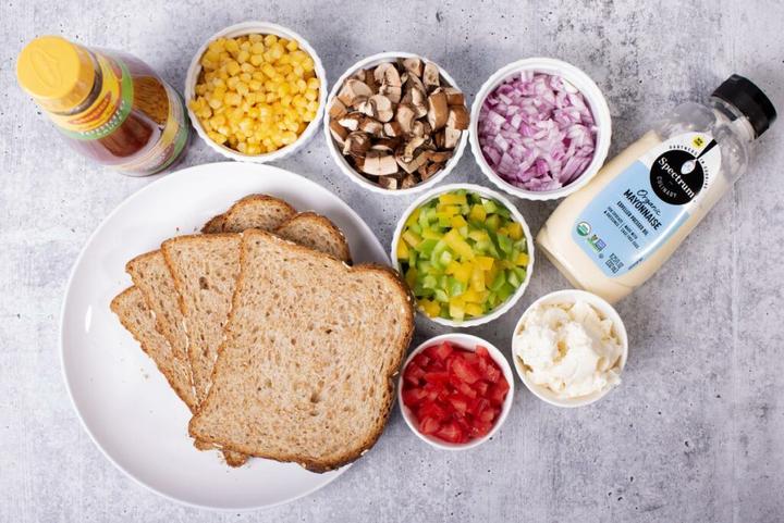 Ingredients for the veggie cheese toast